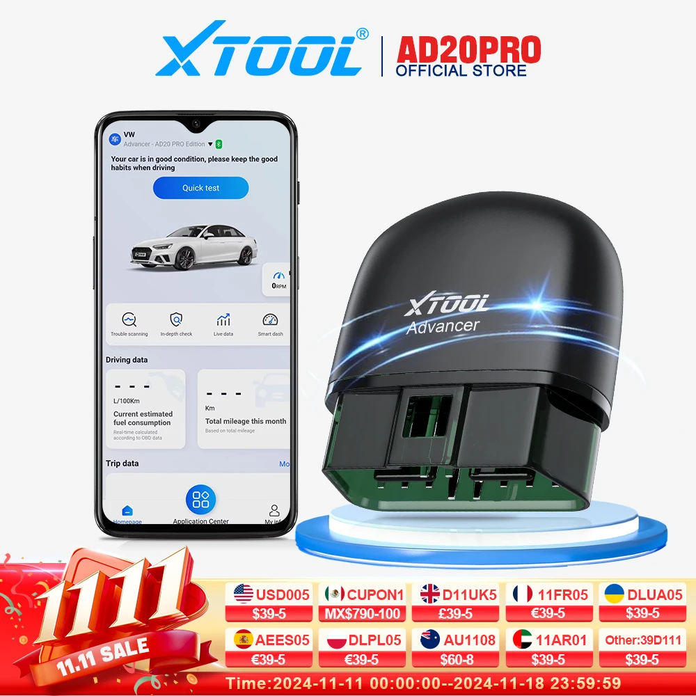 XTOOL Advancer AD20Pro OBD2 Bluetooth-сканер Полная система Автомобильный диагностический