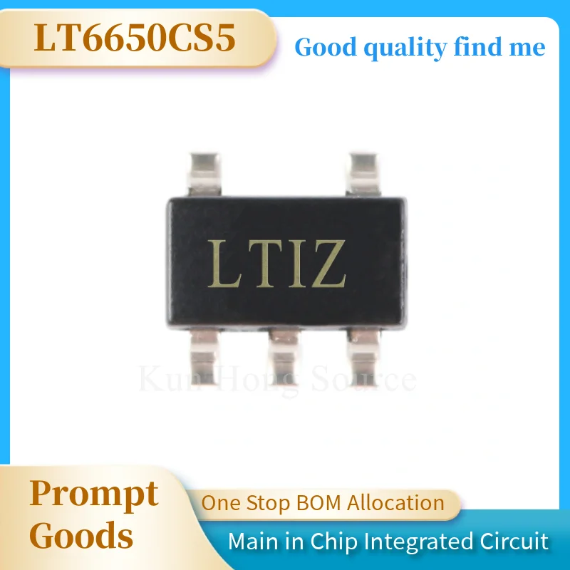 

LT6650CS5 Encapsulation SOT-23-5 Voltage reference chip Input Voltage 1.4 V to 18V max output voltage 403MV