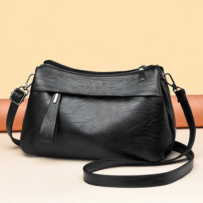 

Soft Leather Texture Bag Women 2022 New Fashion Middle-aged and Elderly Ladies Messenger Bag Large Capacity Mother Bag Women