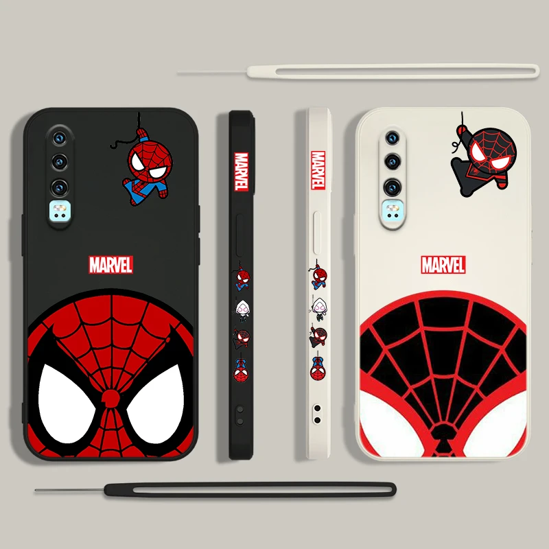 

Marvel Avengers Super SpiderMan For Huawei Y9S Y9A Y9 Y6 Nova Y70 9 8 P50 P40 P30 P20 Pro Lite E 5G Liquid Left Rope Phone Case