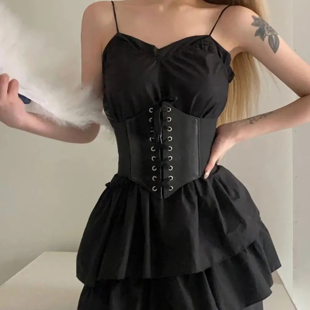 

Women Girdle Belt Palace Style Ladies Corset Wide Belt Faux Leather Corset Belt Women Tie Fastening Belt