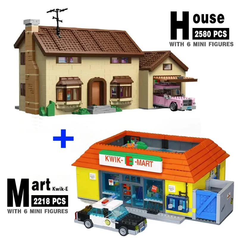В НАЛИЧИИ Модель дома Kwik E Mart и супермаркета строительные блоки кирпичи 16004 16005 71016