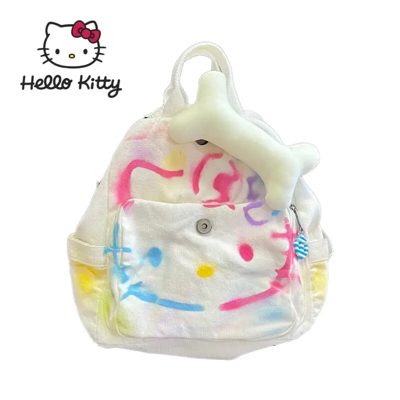 

Летняя Милая Холщовая Сумка с мультяшным аниме Hello Kitty макарон, милый рюкзак для девочек, сумка-мессенджер, милые женские сумки для хранения, ...