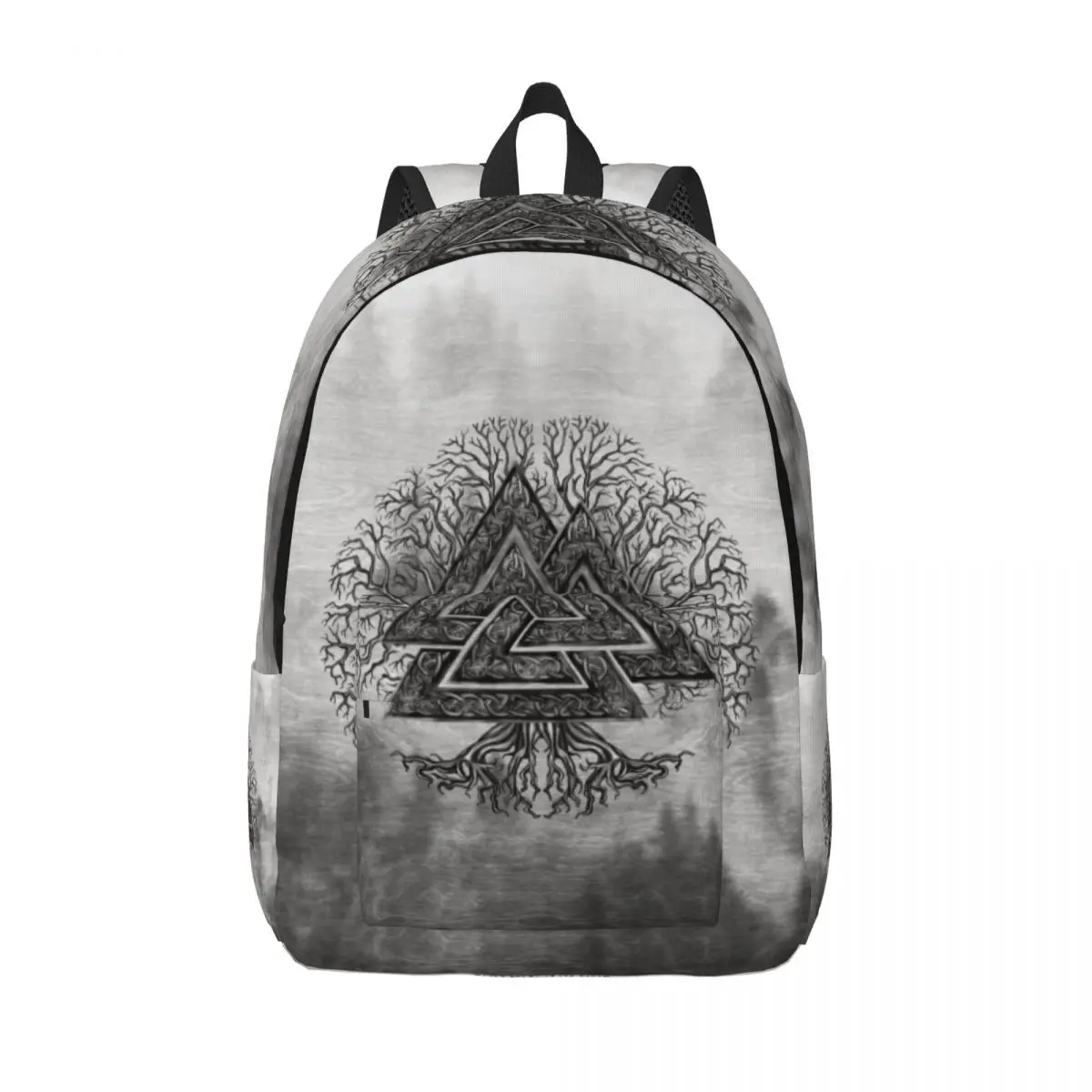 

Valknut And Tree Of Life Yggdrasil Canvas Backpack for Women Men School College Student Bookbag Viking Norse Bags