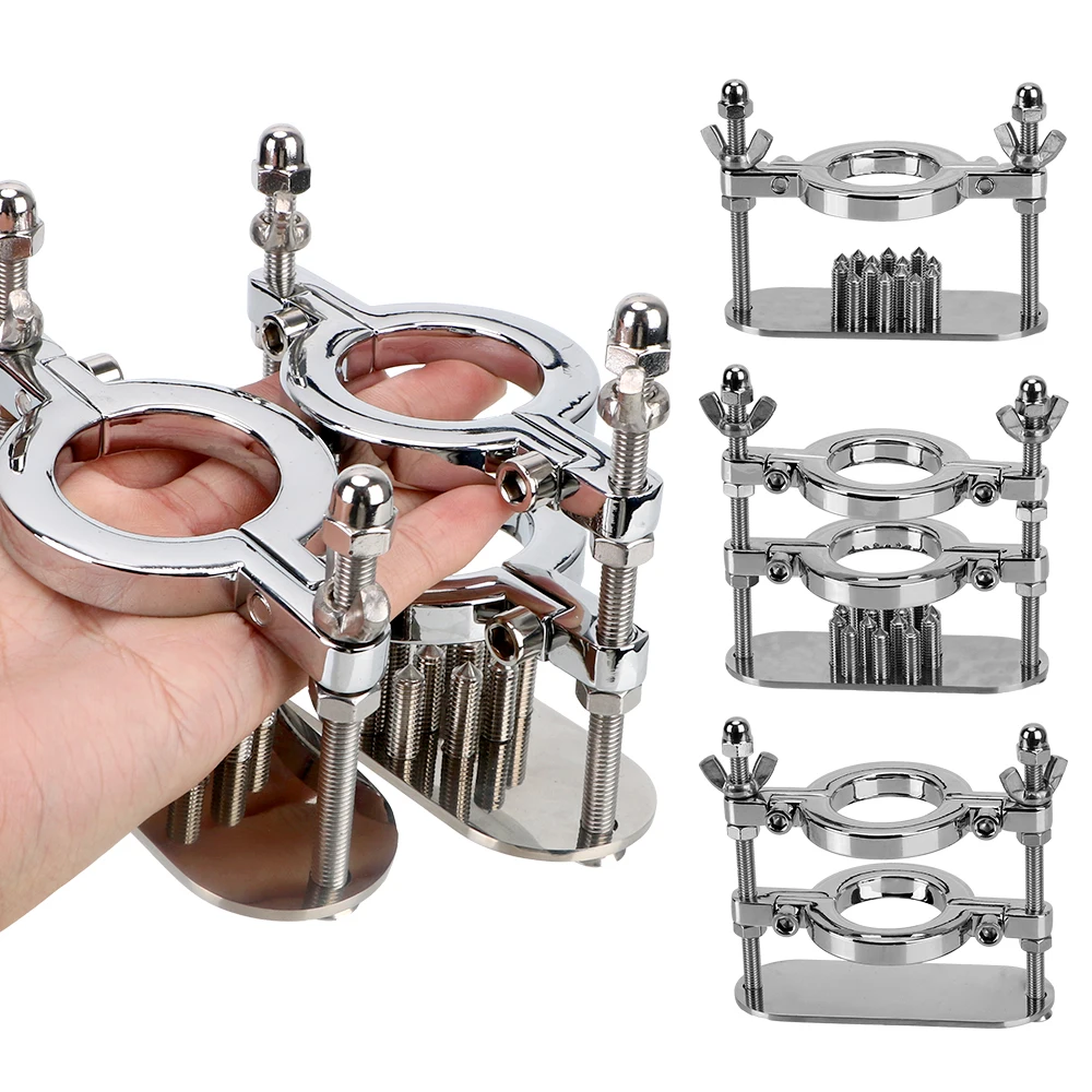

Scrotum Stimulation Lock Cock Ring Stretcher Testicle Clamp Male Chastity Metal Spike Penis Ring Clamp Training Device
