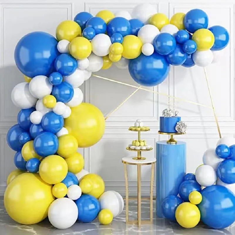 

127 Pack Blue White Yellow Balloon Garland Set Kids Adult Birthday Party Baby Shower Anniversary Picnic Party Decorative Balloon