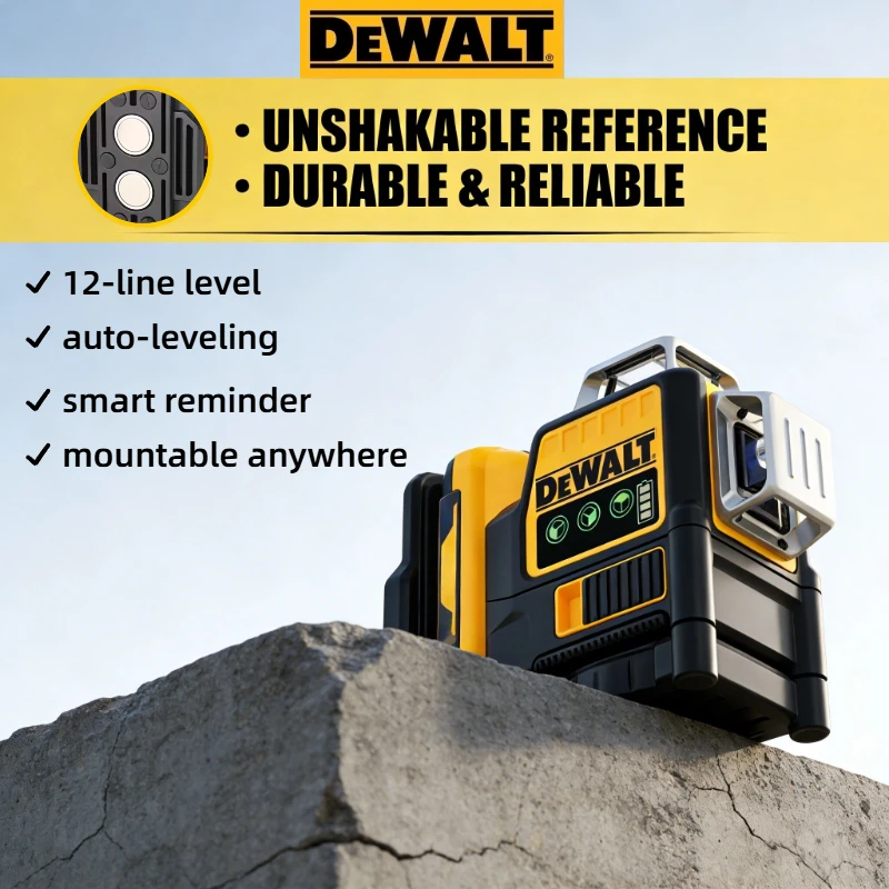 Фото Лазерный нивелир DEWALT 20V MAX с 3 зелеными линиями 360°, самовыравнивающийся, с длительным временем работы, профессиональный инструмент для разметки и выравнивания на стройплощадке №5