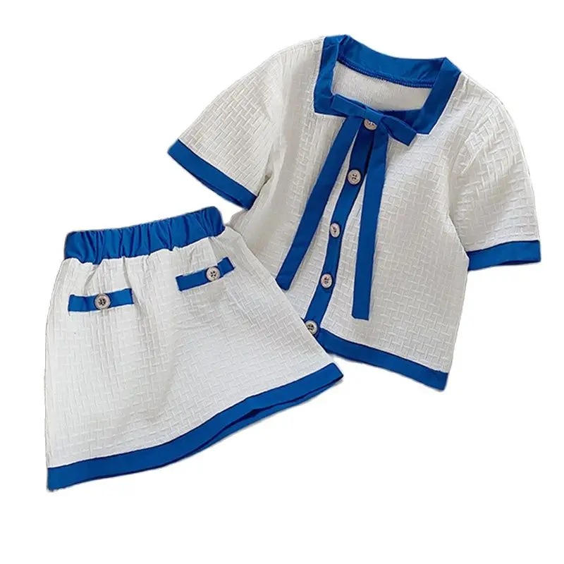 

2022 New Summer Suit Girl Set Korean Style Shirt+Skirt 2Pcs Young Children Casual Outfit Baby Girl Clothes