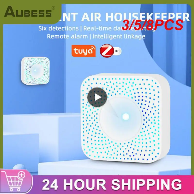 

3/5/8PCS Zigbee Automation Alarm Detector Air Quality Monitor Box Smart Home Tuya Smart 6 In 1 Air Housekeeper
