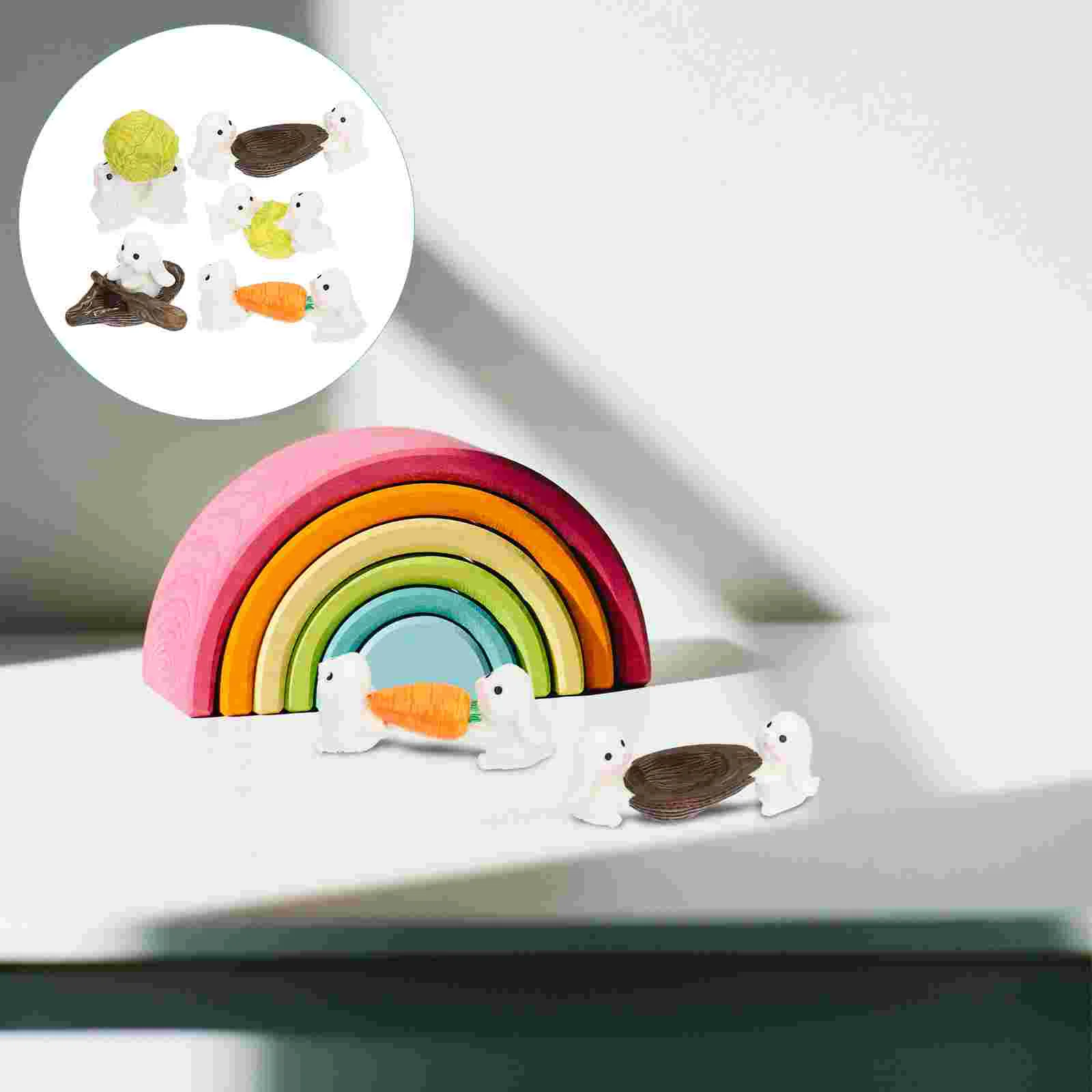 

Bunny Figurines Mini Cake Easter Topper Kit Critters Propfairy Miniature Tiny Bunnies Rabbit Decorations Statue Resin