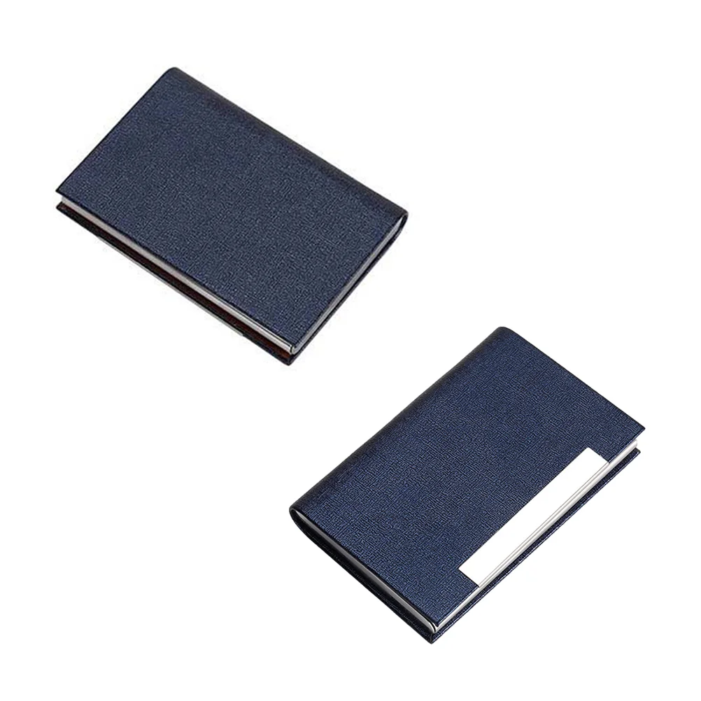 

Portable Cardcase Stainless Steel and PU Business Holder Name Organizer Business Box (Blue)