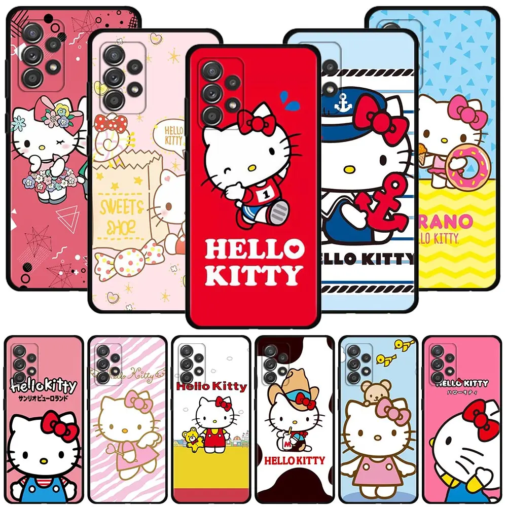 

Hello Kitty Cartoon Phone Case For Samsung Galaxy A12 A52 A51 A71 A72 A21s Cover A02s A11 A22 A41 A52s A03 A32 5G Silicon Funda