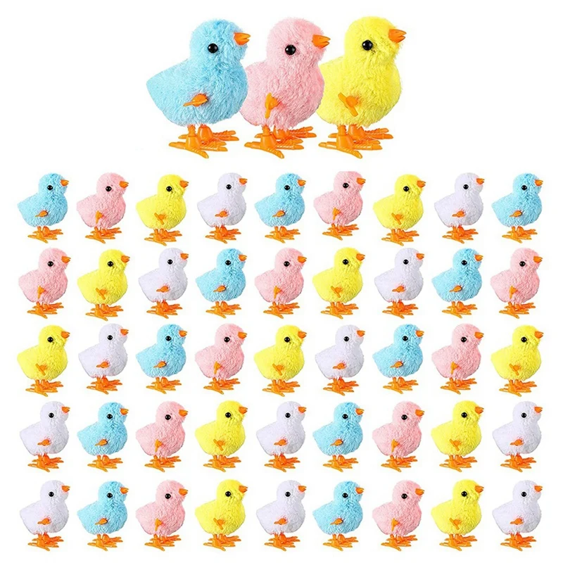 

48 Pack Easter Wind Up Chick Toys Colorful Jumping Cute Plush Chicken Hopping Windups Chicks For Easter Party Gifts