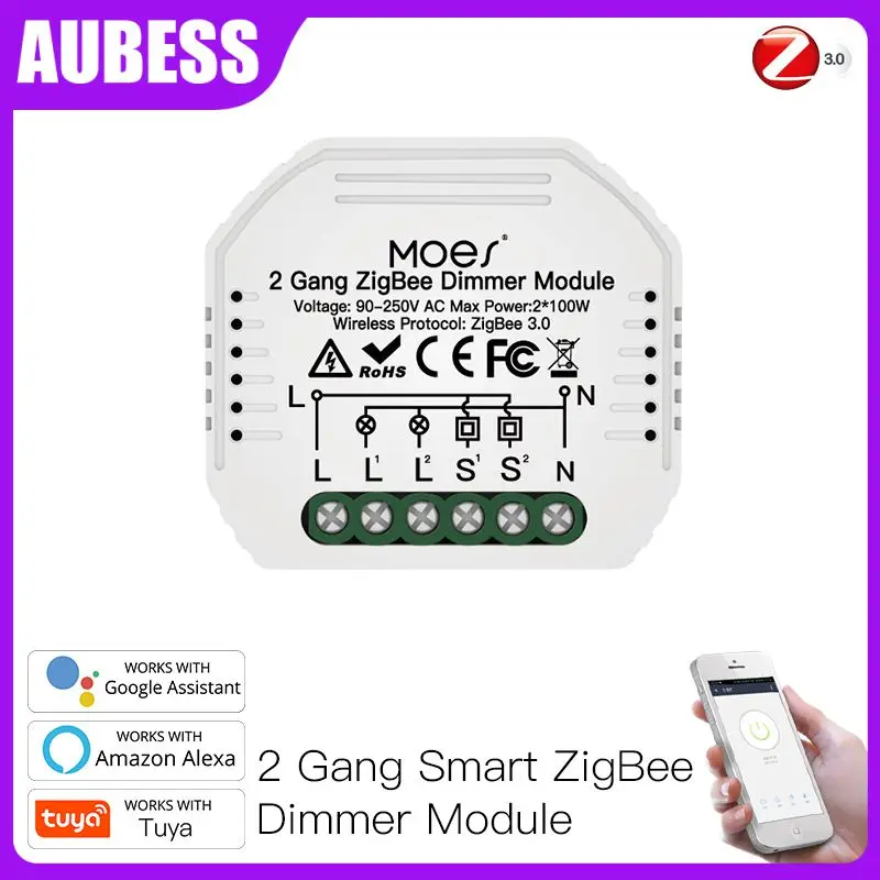 

Work With Alexa Google Home Dimmable Zigbee Switch Voice Control Smart Dimmer Module Mini Diy Tuya Switches Switches Ac 90-250v