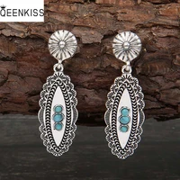 qeenkiss%c2%a0eg6308 fine%c2%a0jewelry%c2%a0wholesale%c2%a0fashion%c2%a0woman%c2%a0girl%c2%a0birthday%c2%a0wedding%c2%a0retro oval turquoise antique silver drop earrings