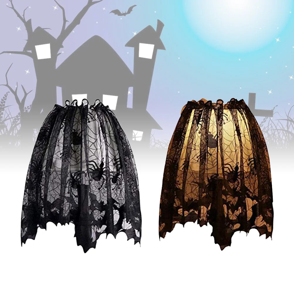 

Lamp Cover Shade Lampshade Spider Topper Lace Decor Scarf Web Supplies Black Covers Fireplace Lampshades Light Curtains Door