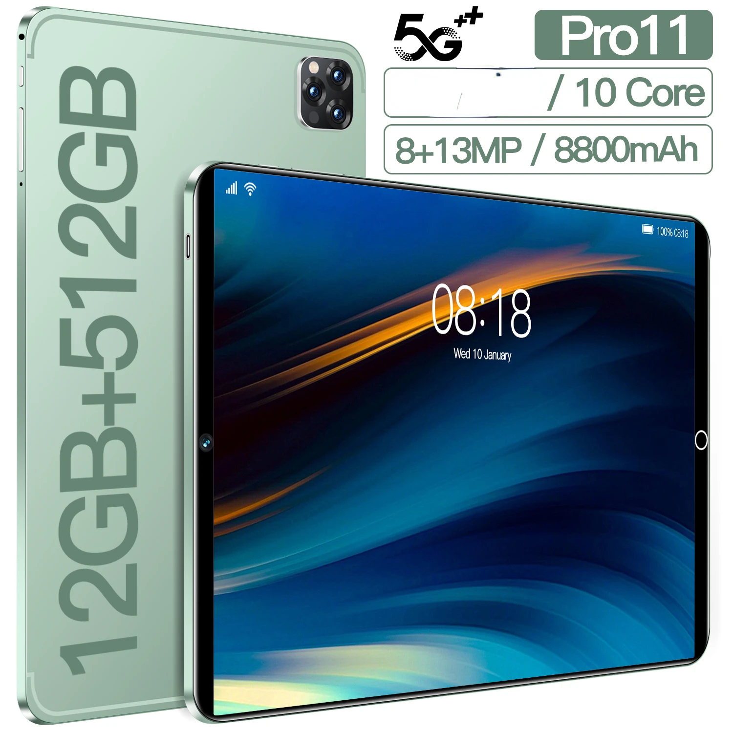 

Планшет Tab Pro11 на Android 12, восемь ядер, экран 10,1 дюйма, 12 Гб + 512 Гб