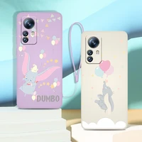 disney cartoon dumbo phone case for xiaomi mi 12 12x 11i 11t 11 10 10s 10t 9 se pro lite ultra 5g liquid rope cover