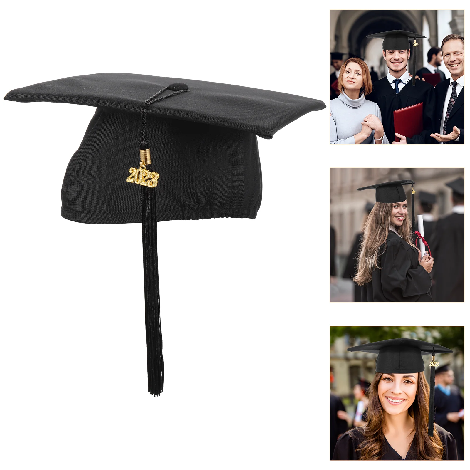 

Graduation Cap Hat Adult Grad Party High School Props College Tassel Photo Hats Supplies Unisex Photography Matte Blue Adults