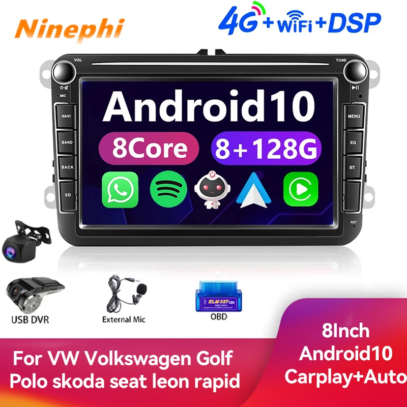 Автомагнитола 2DIN с GPS Навигатором мультимедийный плеер на Android 10 8 "экраном для