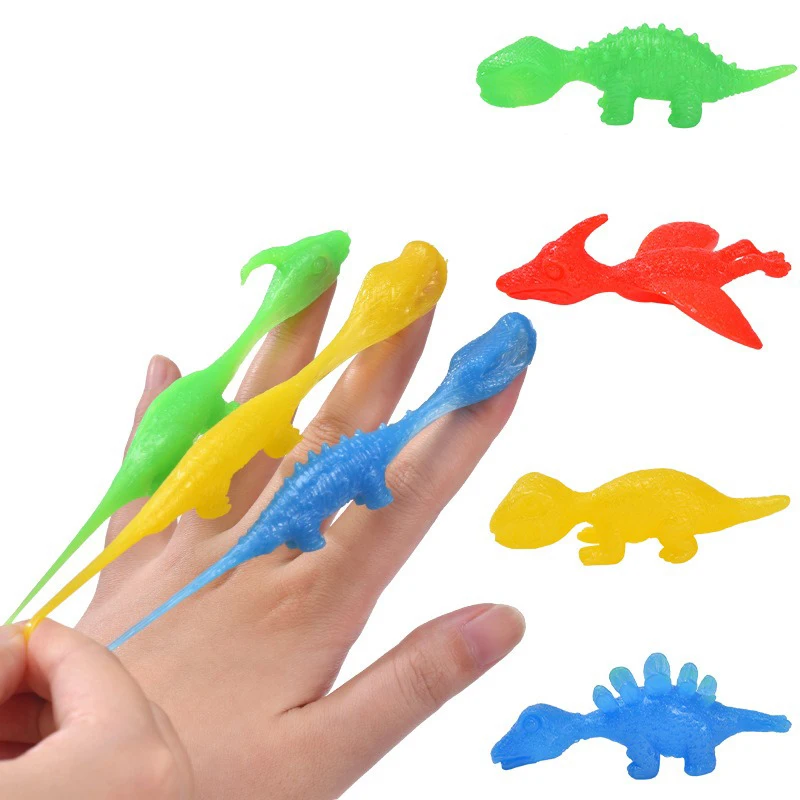 

5pcs Fun Tricky Slingshot Catapult Launch Dinosaur Chick Practice Chicken Elastic Flying Finger Birds Sticky Decompression Toy