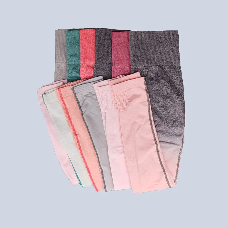 

Women High Waist Ombre Seamless Leggings Gym Sport Stacked Trousers Gradient Yoga Tights Workout Fitness Ankle-Length Yoga Pants