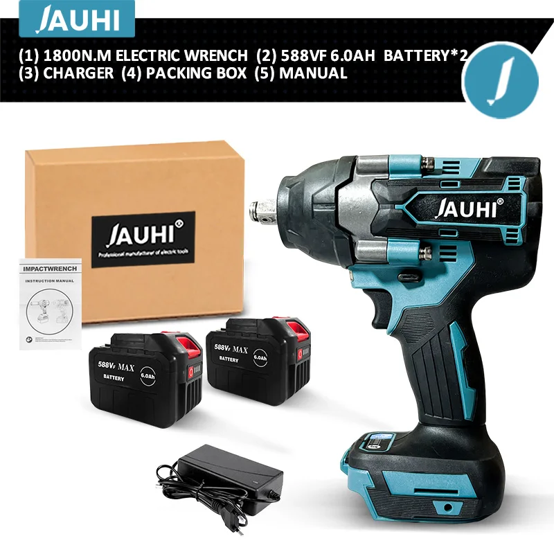 

Электрический ударный гайковерт JAUHI 1800 Нм синего цвета