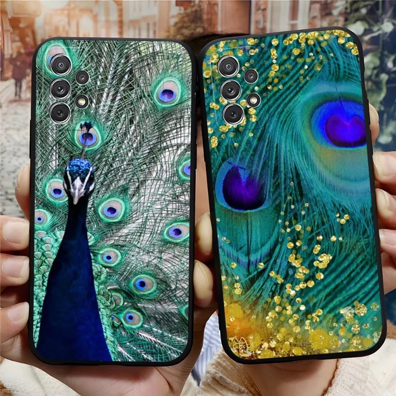 

Peacock Feathers Phone Case For Samsung Note 20Ultra 10 9 8 Pro Plus M80 M52 M51 M20 M31 M40 M10 J7 J6 Prime J530 Funda Shell