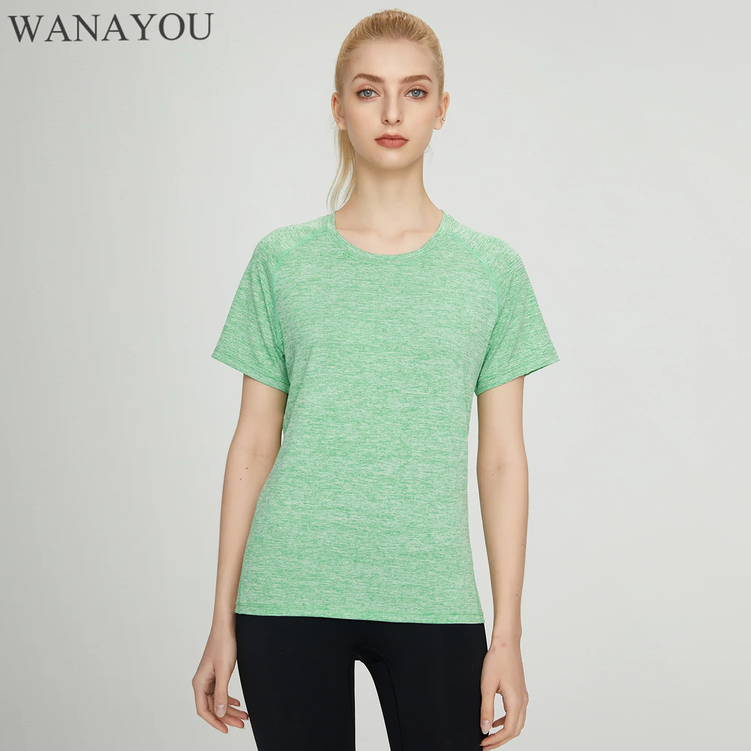 WANAYOU Катионные женские футболки для йоги быстросохнущие спортивные топы