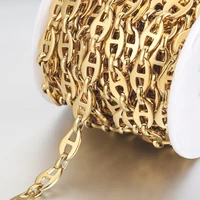1m width 7mm high quality stainless steel letter h handmade gold chains cable chain for diy jewelry making supplies wholesale