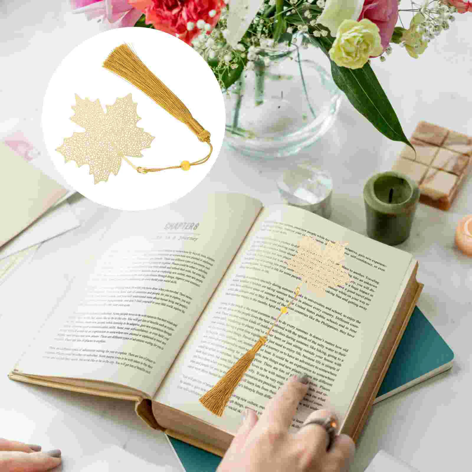 

3pcs Bookmarks Creative Leaf Flower Bookmarks Tassel Metal Bookmarks Tassel Leaf Bookmarks Metal Bookmarks Gifts