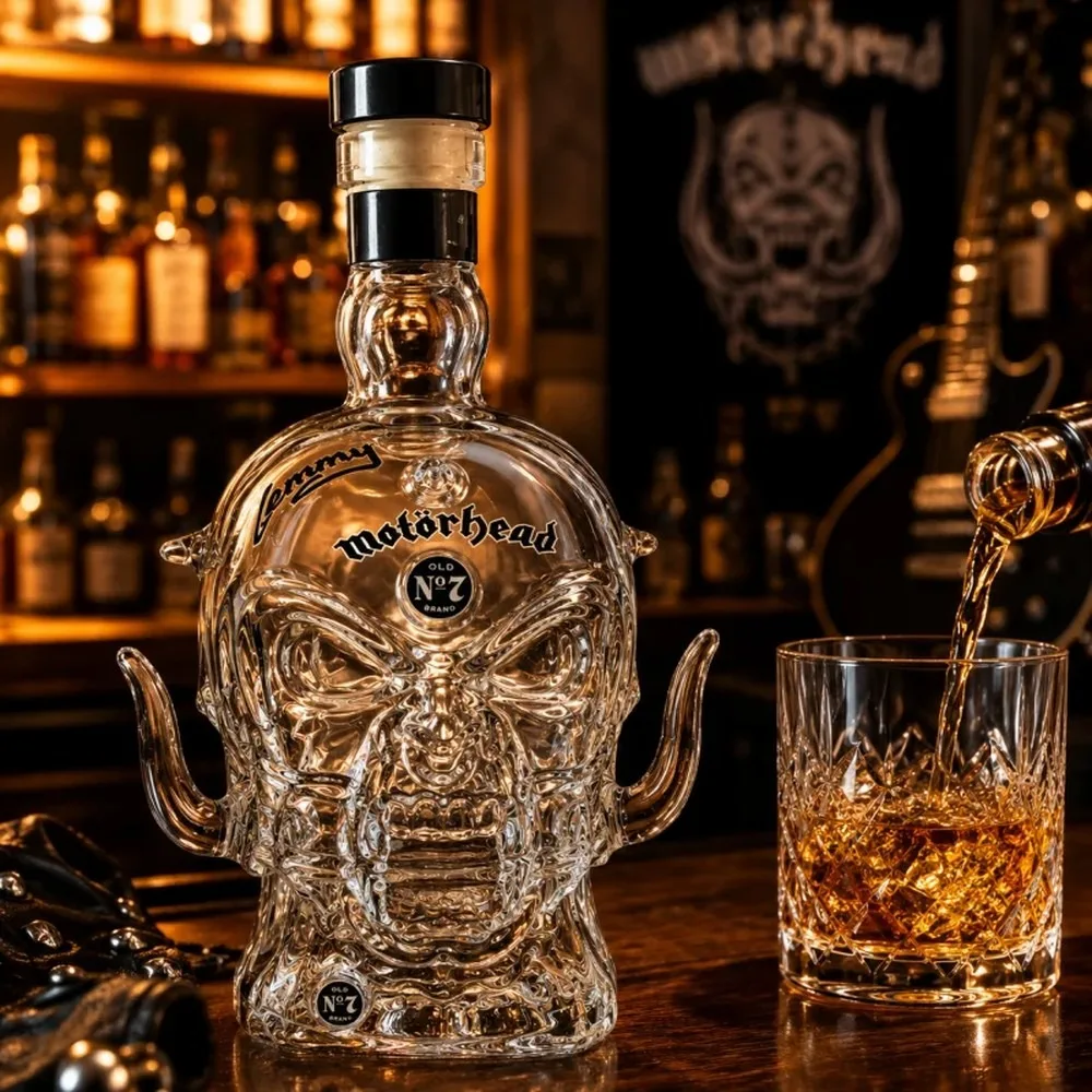 Фото Декантер для виски Motorhead Lemmy Warpig Skull Glass, декор для бара в стиле хэви-метал/рок, уникальный подарок для поклонников Motörhead. №3