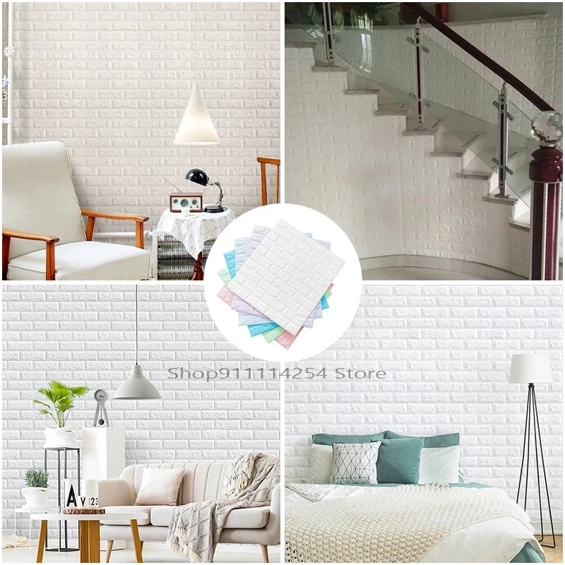 

10Pcs Self Adhesive 3D Wall Sticker for Bedroom Kitchen Living Room TV Backdrop Wall Waterproof PVC Luxury Bonding Wallpaper