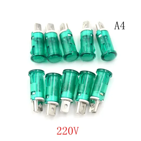 Индикаторные лампы MDX-11A 10 шт.  DC12V/24V AC220V 10мм