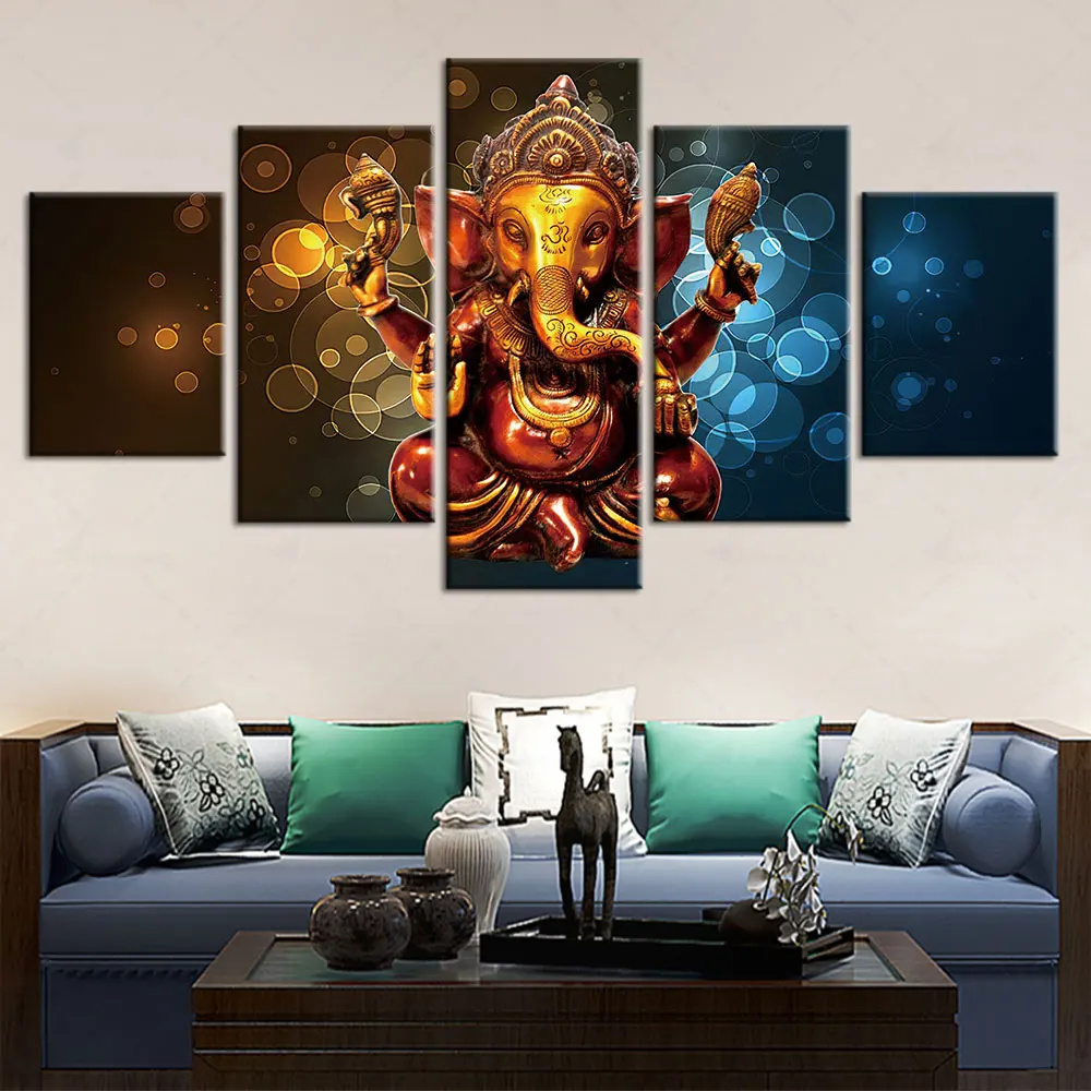 

Artsailing Hindu Gods Wall Art Posters Framework 5 Pieces Indian Ganesha Pictures Religion Paintings Home Decor For Living Room