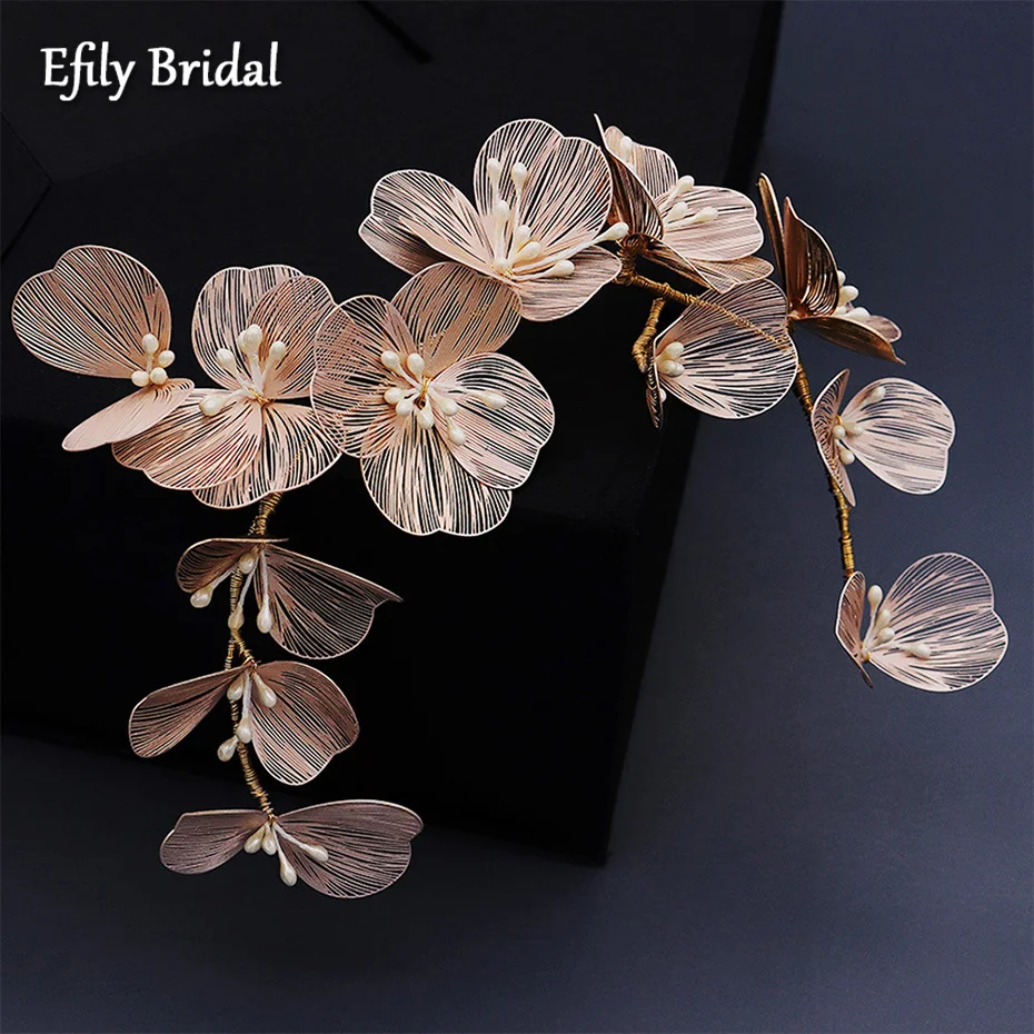 

Flower Bridal Headband Wedding Hair Accessories Pearls Handmade Hairband Bride Headdress Hair Jewelry Headpiece Bridesmaid Gift