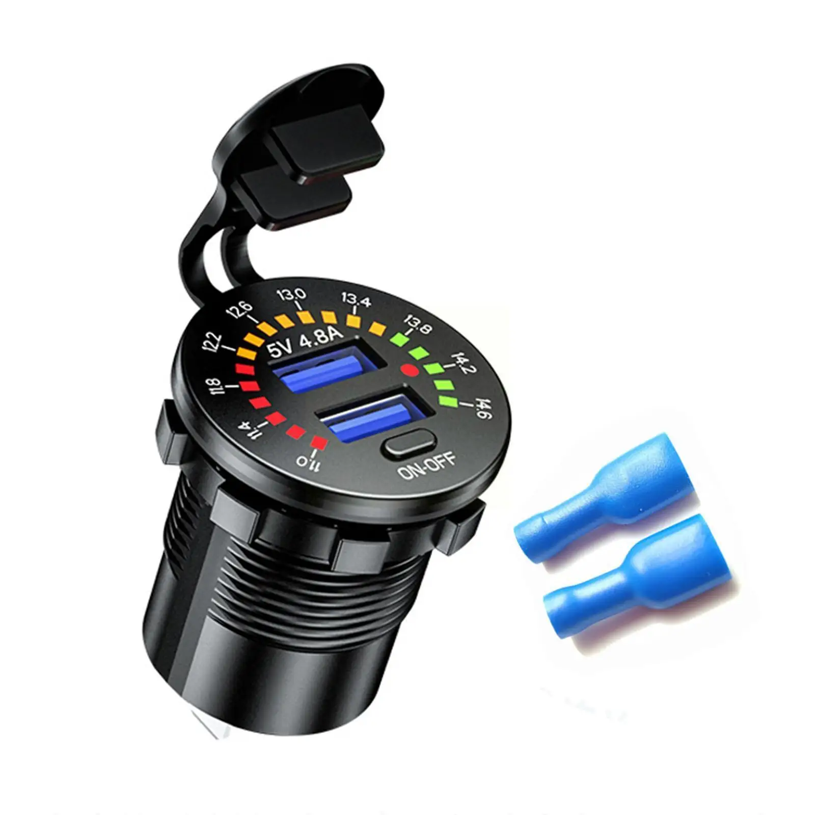 

Qc3.0 36w 6a Dual Usb Charger Socket With Voltmeter Switch Usb Outlet Fast Charger For 12v Car Boat Motorcycle Truck Golf E9k9