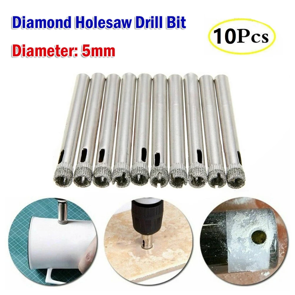 

10PCS/set 5mm Diamond Hole Saw Drill Bit Set For Glass Ceramic Tile Marble Saw Hole Cutter Cutting Machine Tools