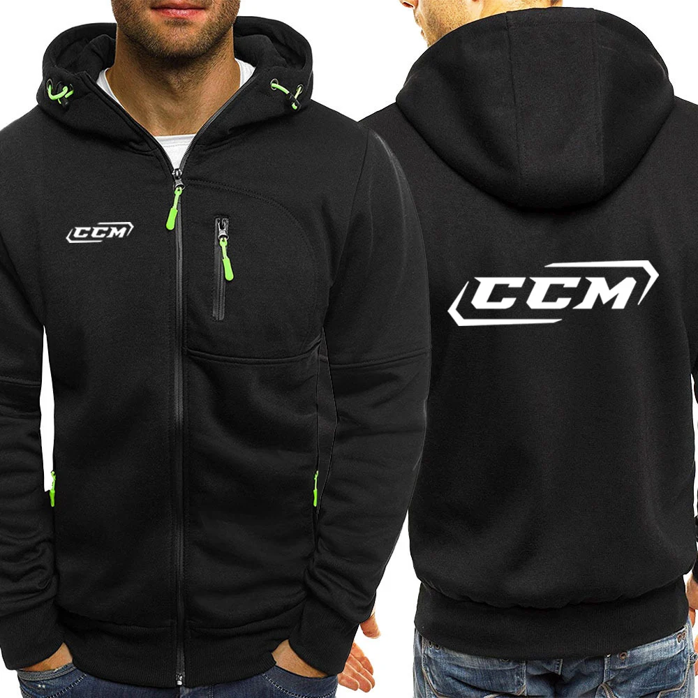 

CCM 2023 Logo Print Casual HipHop Harajuku Gradient color Hooded Mens Fleece Sweatshirts zipper Jacket