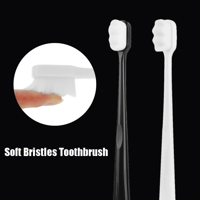 

Зубная щетка черно-белая, ультратонкая, 10000 мягкая щетина, портативная, для путешествий, Экологичная зубная щетка