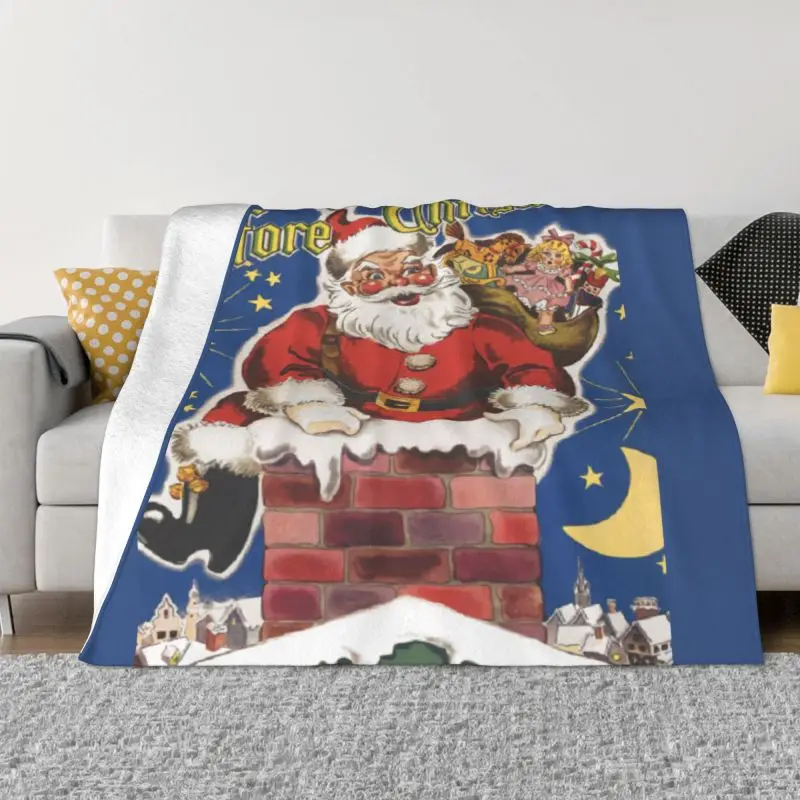 

Диванное Флисовое одеяло с Санта-Клаусом, теплое фланелевое одеяло «Ночь перед Рождеством» для спальни, автомобильного дивана, стеганое од...