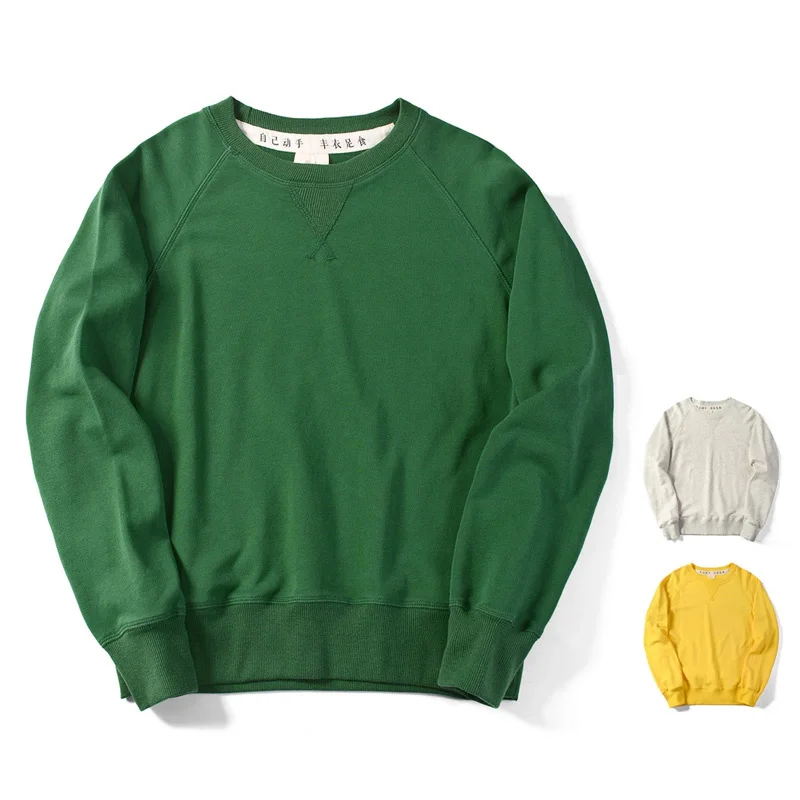 

Japanese Retro Green Heavy Hoodie Men Spring Autumn Cotton Trendy Sweatshirts Men's Casual Oversized Long Sleeve Pullover