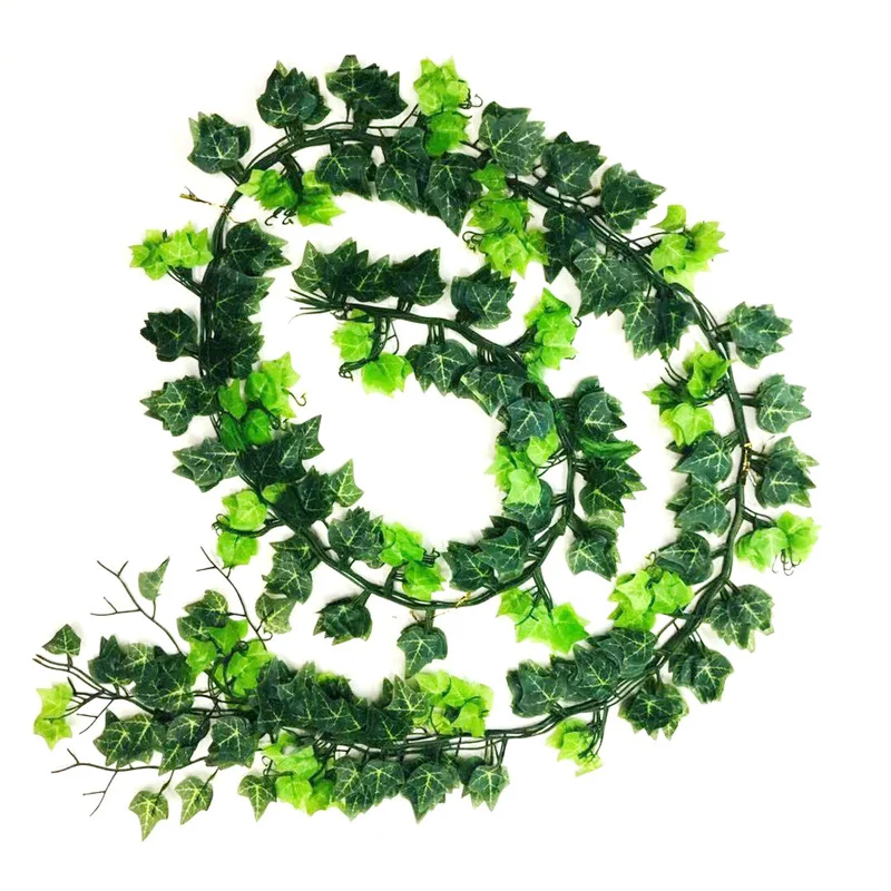 

100pcs Leaf 1 piece 2.4M Home Decor Artificial Ivy Leaf Garland Plants Vine Fake Foliage Flowers Creeper Green Ivy Wreath