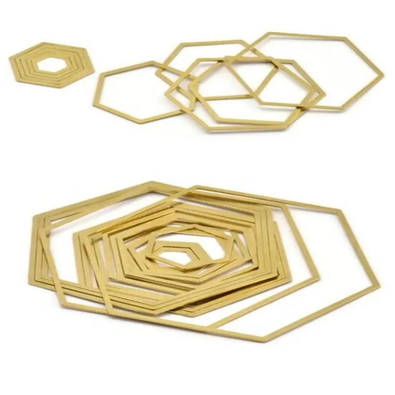 

24pc raw brass Hexagon Connectors Necklace Charms,(15-19-23-27-31-35-39-43-47-51-54-58-62-66-70-74-78-82-86mm)
