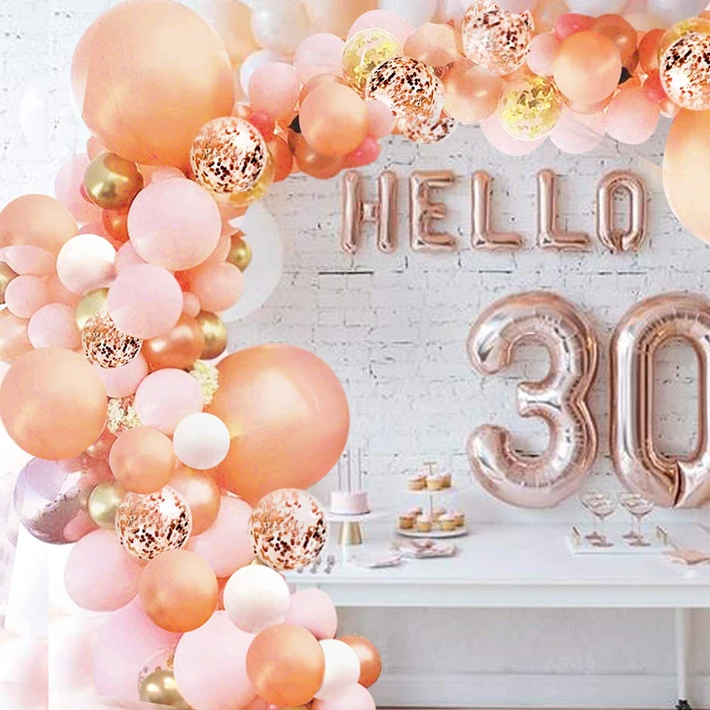 

152 Pcs Rose Gold Confetti Latex Balloon Garland Arch Kit for Baby Shower Wedding Birthday Graduation Anniversary Party Decor