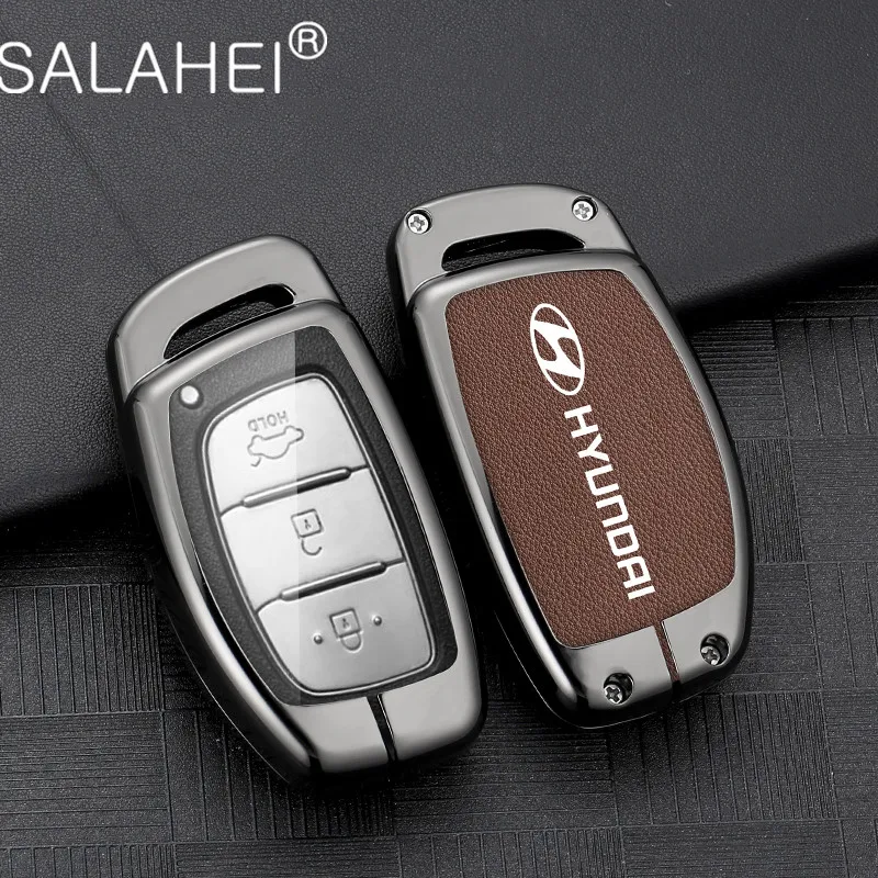 Кожаный чехол для ключа из цинкового сплава защитный автомобильного Hyundai Verna Sonata