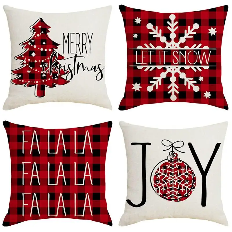 

4pcs Christmas Pillow Cover Decoration 45*45cm Snowflake Pillowcase Sofa Cushions Home Decor New Year 2023 Navidad