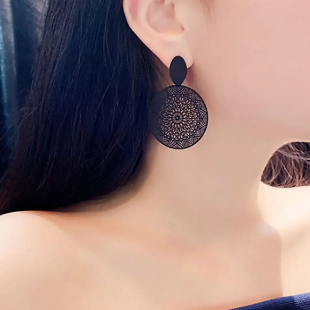 

All-matched Skin-Touch Unique Hollow Round Drop Stud Earrings Party Jewelry