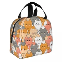 cute funny cats insulated lunch bags print food case cooler warm bento box for kids lunch box for school