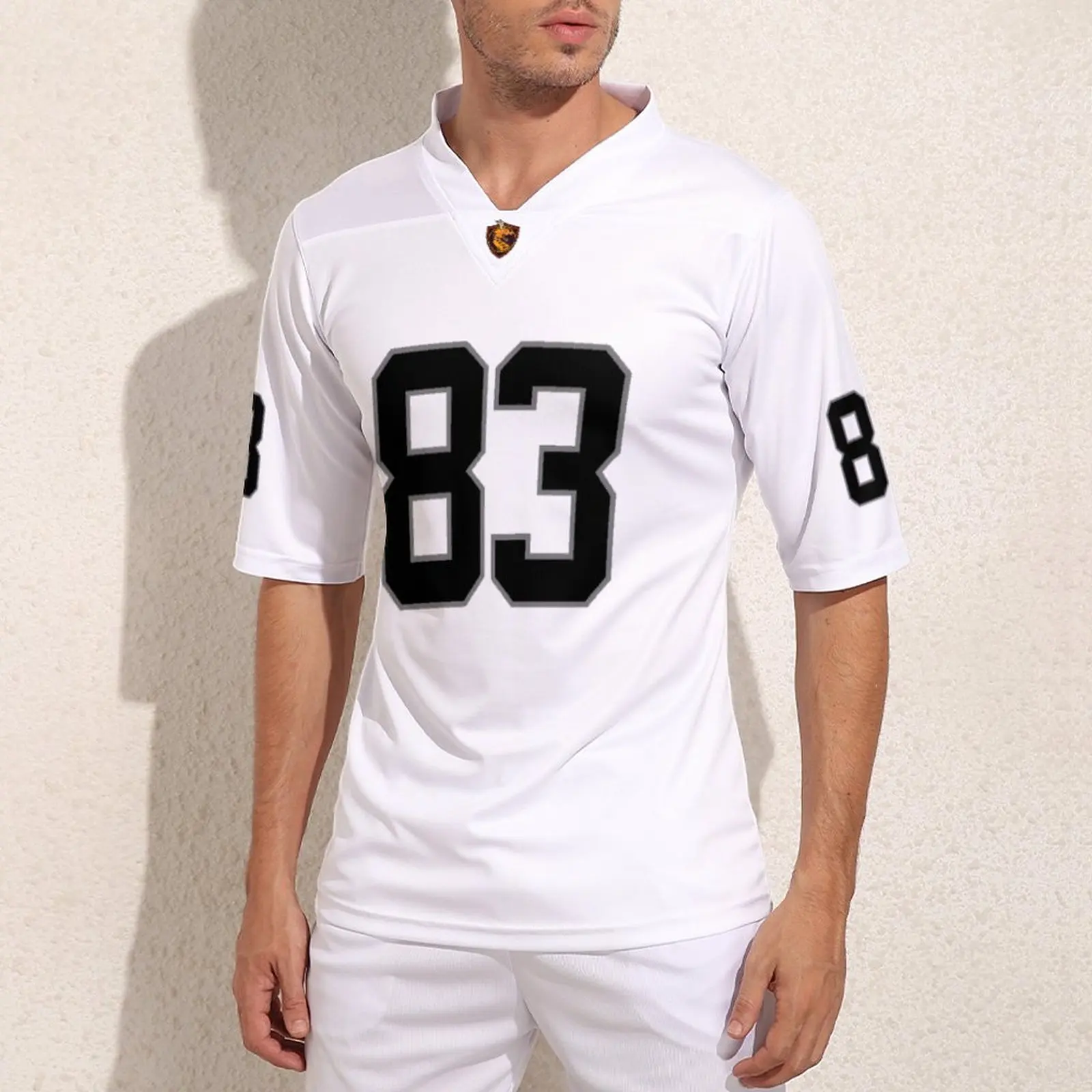 

Custom Made Las Vegas No 83 White Football Jerseys For Male Stylish Rugby Jersey Personalization Training Rugby Shirt